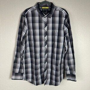 INC International Concepts Plaid 50 Shades Gray Windowpane Button Front Shirt